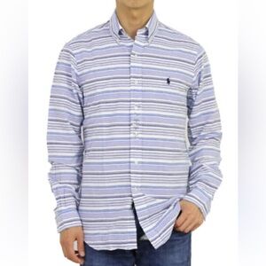 Polo Ralph Lauren Long Sleeve Classic Fit Seersucker Shirt Striped NWT